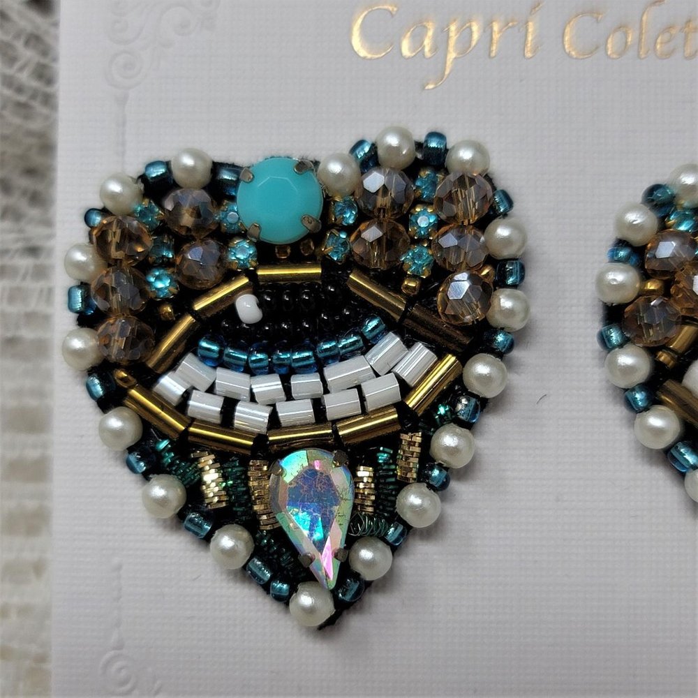 Capri Colette Rhinestone & Seed Eye Earrings Pierc - Picture 5 of 8